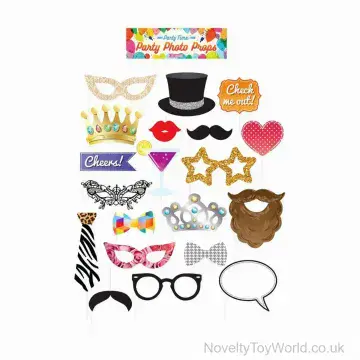 Party Fancy Dress & Photo Prop Assortment On Sticks - 20 Piece