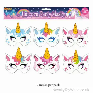 Party Unicorn Card Mask - 6 Assorted Designs (12 Masks Per Pack)