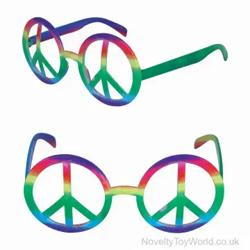Peace Sign Rainbow Novelty Glasses - Adult Size