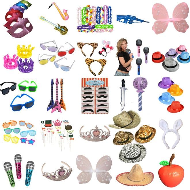 Photo Booth & Party Props Box | 160 Piece | Wholesale Novelty Supplies