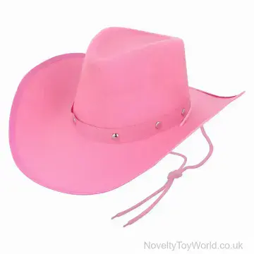 Pink Cowboy Cowgirl Hat with Silver Studs & Chin Cord - Adult Size