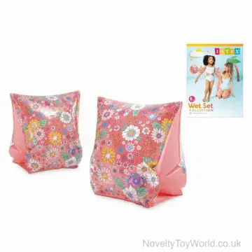 Pink Flowery Girl's Swimming Arm Bands - Intex - Age 3-6