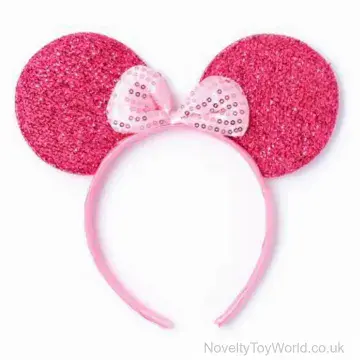Pink Sparkly Mouse Ears Headband