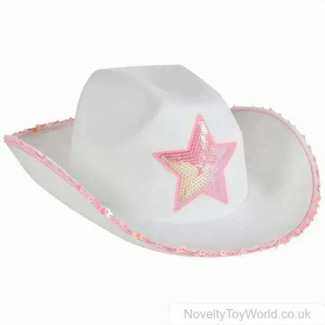 Wholesale Pink & White Cowboy Hat with Pink Star | Wholesale Cowgirl Hats UK