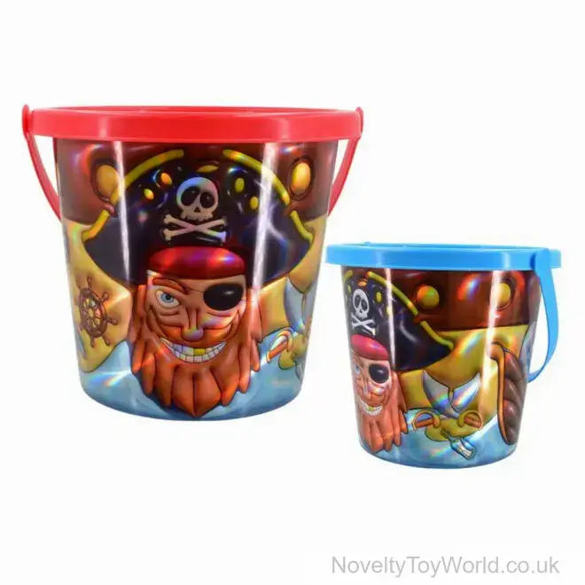 Pirate Beach Bucket with Shiny Holographic Finish (18cm) | Sand Toys Wholesale