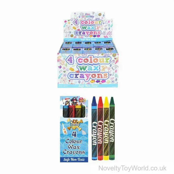 Pirate Theme Wax Crayons - Pack of 4 (9cm) | Wholesale Party Bag Fillers