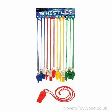 Plastic Colourful Whistle With Necklace (5.5cm)