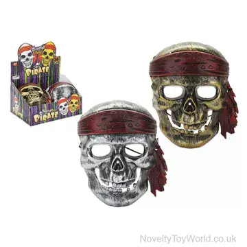 Plastic Pirate Skull Mask Gold & Silver - Adult Size