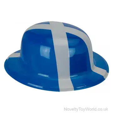 Plastic Scotland Flag Bowler Hat - Adult Size