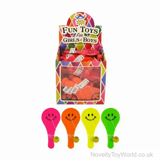 Plastic Smile Face Paddle Bat (12cm) | Wholesale Party Favours UK