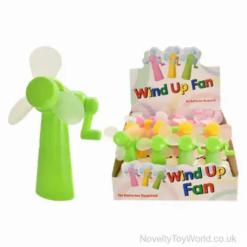 Plastic Wind Up Hand Fan - Assorted Colours (12cm)