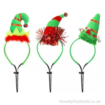 Plush Christmas Elf Hat Headband - 3 Assorted (Adult Size)