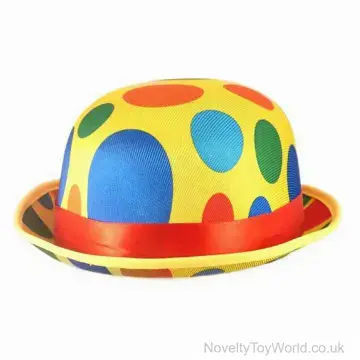 Polka Dot Clown Novelty Bowler Hat - Adult