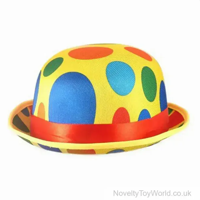 Polka Dot Clown Novelty Bowler Hat - Adult | Low Bulk Buy Price Fancy Dress