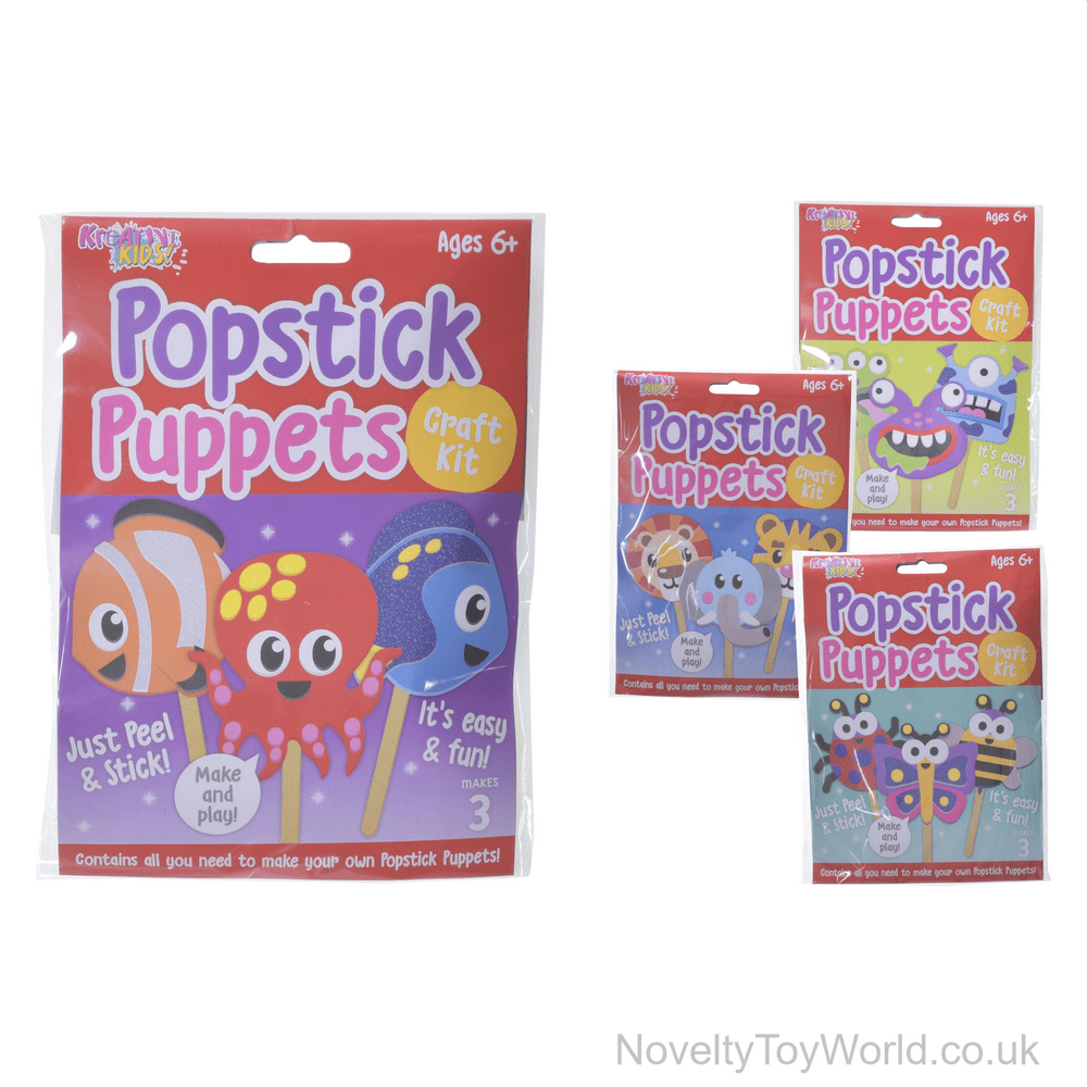 Wholesale Popstick Puppets Make Your Own Craft Kit 4 Assorted