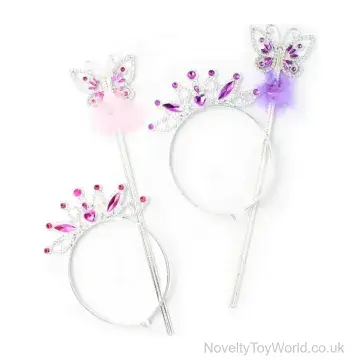 Princess Tiara & Butterfly Wand Fancy Dress Set