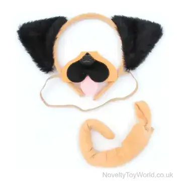 Pug Dog Fancy Dress Set - Ears, Nose & Tail