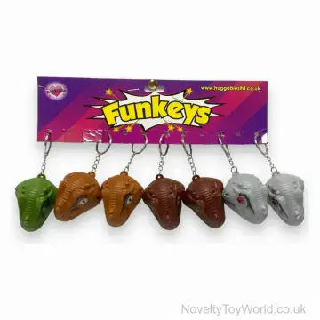 Pull Back Racing Dinosaur Head Toy on Keyring (5cm)