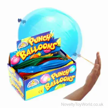 Punch Balloons on Elastic - Assorted Colours (32cm)