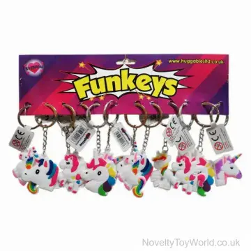 PVC Rainbow White Unicorn Keyring - 6cm