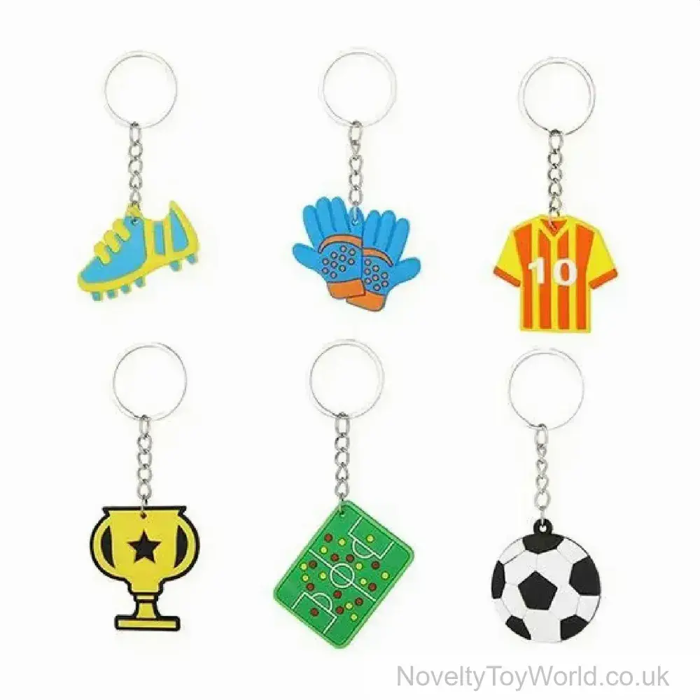 PVC Rubber Football Party Bag Keyring (4cm) | Cut Price Keyrings UK