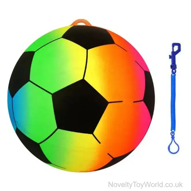 Rainbow Design PVC Lightweight Football On Spiral Keychain (23cm) | Summer Toys Wholesale
