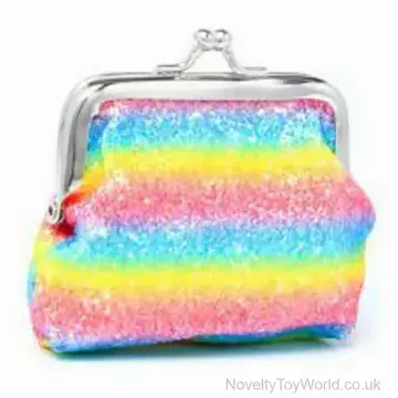 Rainbow Glitter Purse With Metal Clasp - 9 x 7cm