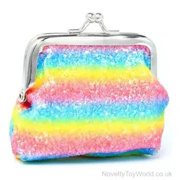 Rainbow Glitter Purse With Metal Clasp - 9 x 7cm
