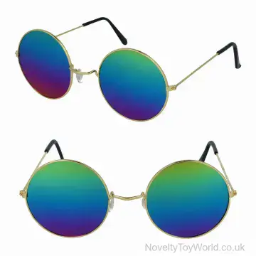 Rainbow Lens Gold Frame Lennon Round Sunglasses
