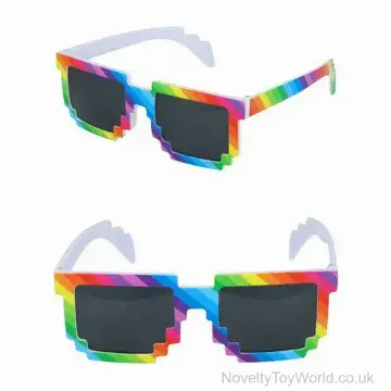 Rainbow Pixel Style Sunglasses - Adult