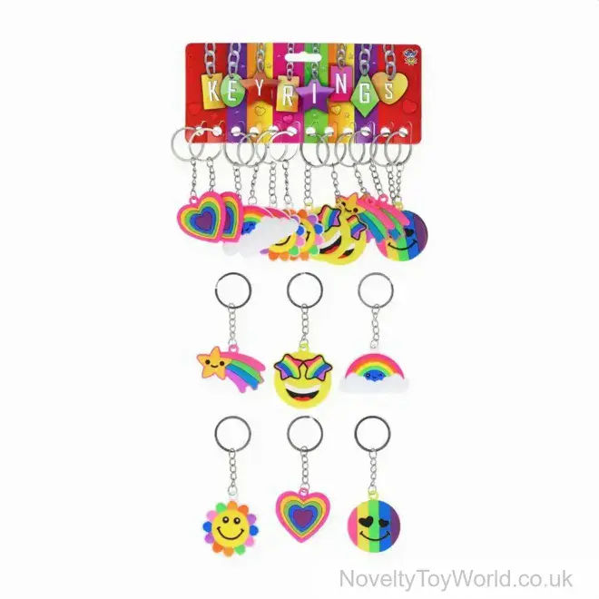Rainbow Themed 2D PVC Rubber Keyring (5cm) | Wholesale Keyrings UK