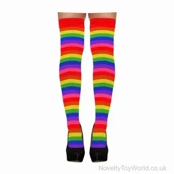 Rainbow Thigh High Socks - Adult