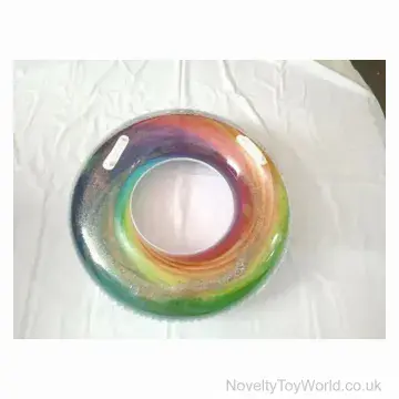Rainbow Turbo Tube Swim Ring with Glitter Filling (91cm)