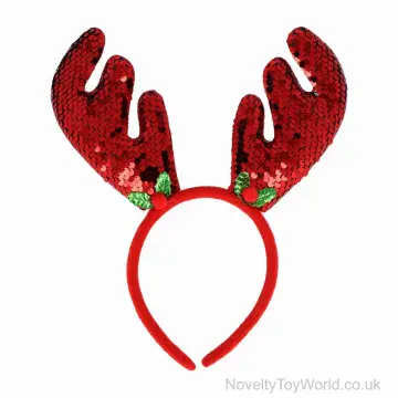 Reindeer Antlers with Sequins Xmas Fancy Dress - Adult Size