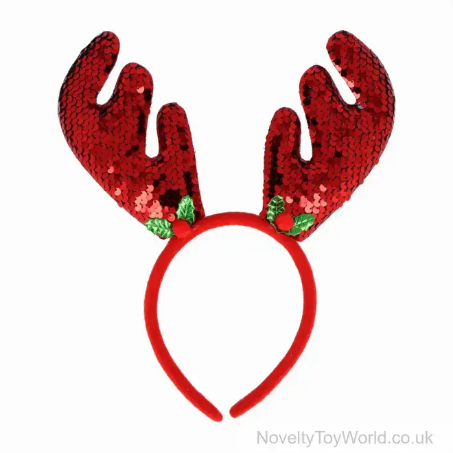 Reindeer Antlers with Sequins Xmas Fancy Dress - Adult Size | Wholesale
