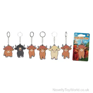 Rubber Highland Cow Keyring On Card (5cm)