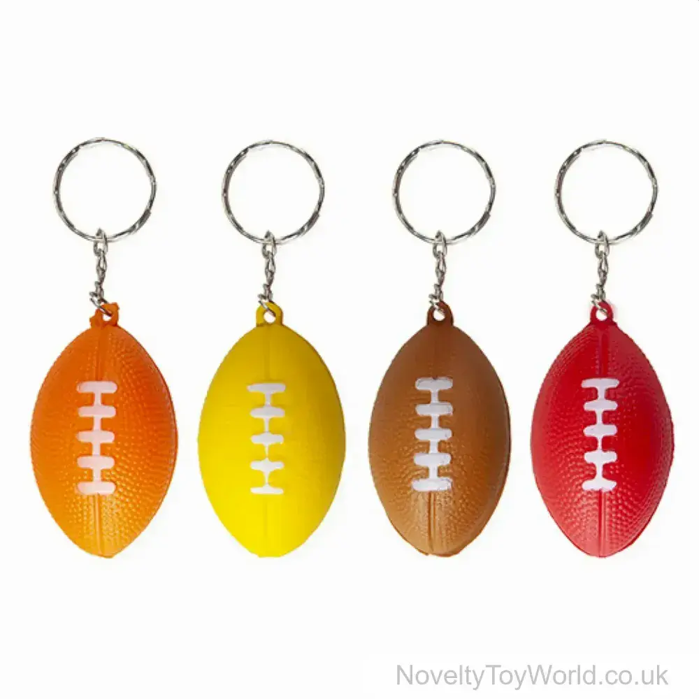 Rugby Ball PU Foam Keyring - Assorted Colours (4cm) | Rugby Gifts