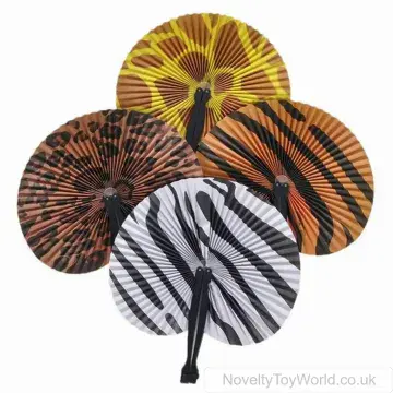 Safari Theme Fold Out Hand Fans - Wholesale Fans (25cm)