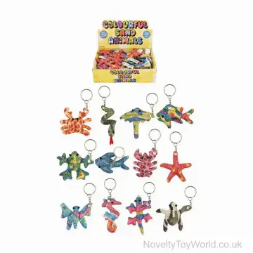 Sand Animal Keyrings - 12 Assorted Animals (7cm - 12cm)