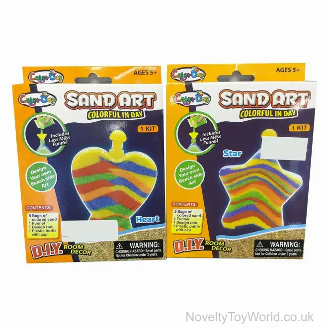 Bulk Buy | Sand Art Kit Individual Shape - 5 Bags of Coloured Sand per Set