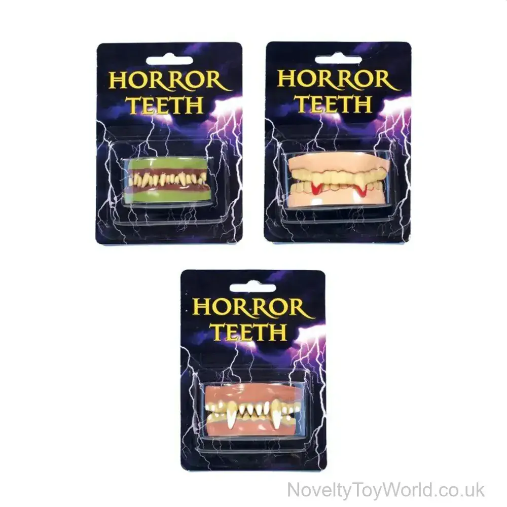 Scary Fancy Dress Teeth For Adults - 3 Assorted | Halloween Wholesale