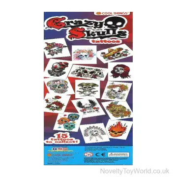 Scary Skulls Novelty Mixed Flat Pack Vending Tattoos