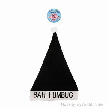 Scrooge Bah Humbug Black Santa Hat - Adult Size