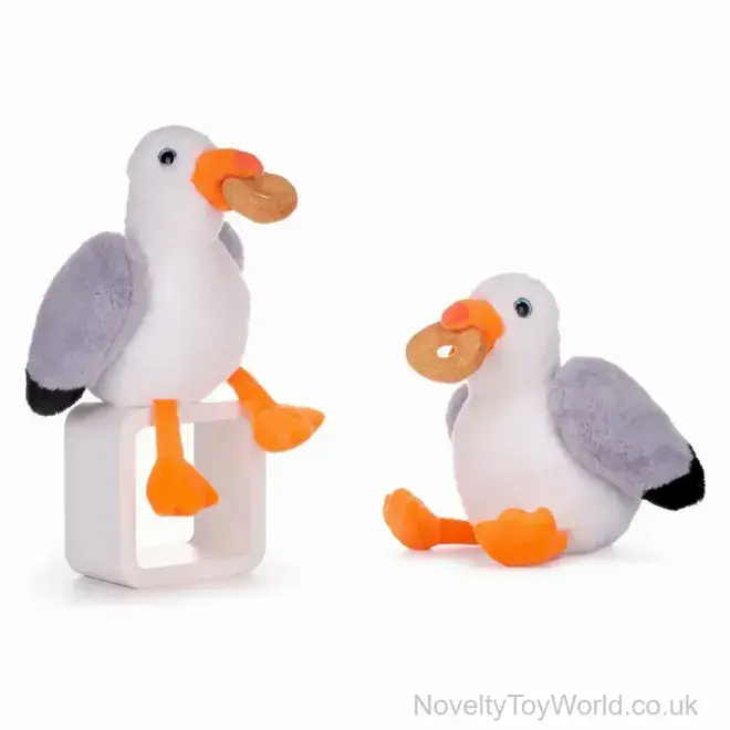 Seagull Soft Toy With Doughnut (28cm) | Bulk Plush Bird Toys UK