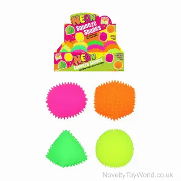 Sensory Squeezy Neon Fidget Toys - 4 Assorted Shapes (7cm)