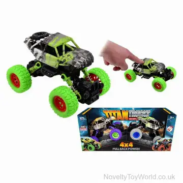 Set of 2 Toy Monster Trucks - Pullback Action