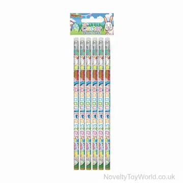 Set of 6 Easter Bunny Pencils With Eraser Tops (17cm)