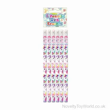 Set of 6 Unicorn Pencils With Eraser Tops