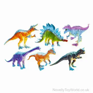 Shiny Metallic Dinosaur Figures - 6 Assorted