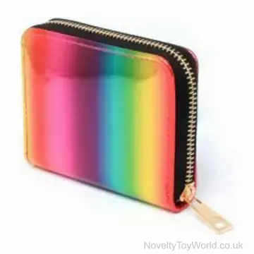 Shiny Rainbow Zip Purse with Card Storage (11cm x 9cm)